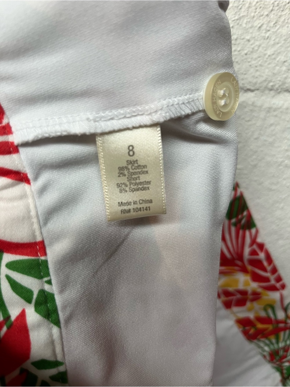 Lady Hagen White Mini Skirt with Red, Green & Yellow Tropical Trim - Picture 6 of 6